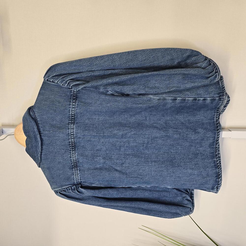 NWT Zara Women's Denim Blouse with Puff Sleeves large - Picture 4 of 5